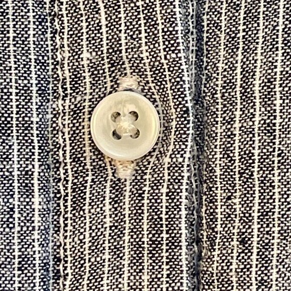 Beach Lunch Lounge Linen Zena Striped Shirt Dress Sz S Sleeveless Blue Lined - Picture 7 of 15